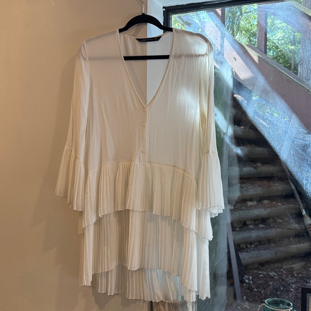 Zara Woman Cream Layered Blouse